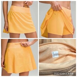 Lululemon Pace Rival Skirt Sz 8 Orange Tennis Golf Athleisure Built-in Shorts